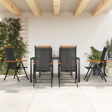vidaXL 7-delige Tuinset aluminium zwart, Verzenden, Nieuw, Aluminium, Tuinset
