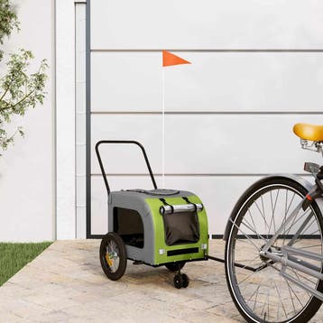 vidaXL Fietskar voor huisdieren Groen en Grijs 125 x 53 x 54, Verzenden, Nieuw