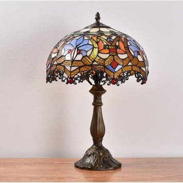 Lamp - Tiffany-stijl tafellamp met glas-in-lood - Metaal,