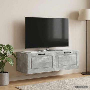 vidaXL Wandbeugel TV-kast Betongrijs 98 x 41 x 30 cm Bewerkt, Huis en Inrichting, Kasten | Televisiemeubels, Minder dan 50 cm