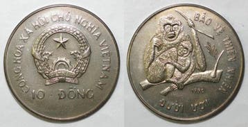Viet Nam Vietnam Km 33 10 Dong 1990 Gibbon, Verzenden