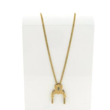 Antiek gouden schuifketting met kwastjes en diamant; ca...., Gebruikt, Ophalen of Verzenden, Met edelsteen, Goud