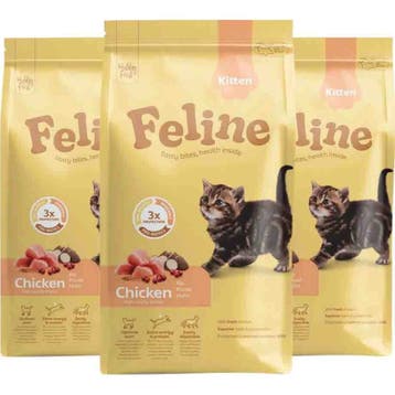 3x HobbyFirst Feline Kattenvoer Droog Kitten 1,5 kg, Dieren en Toebehoren, Dierenvoeding, Verzenden, Kat