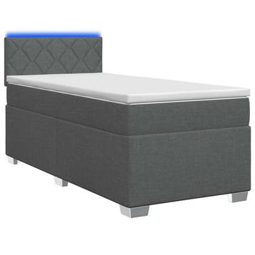 vidaXL Boxspring Bed met Matras en LED Donkergrijs 90 x 200, Huis en Inrichting, Slaapkamer | Bedden, Verzenden, Nieuw, Grijs