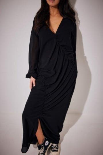 NA-KD Ruched Front Maxi Dress Dames Jurk - Maat 42 (Jurken), Kleding | Dames, Jurken, Verzenden, Nieuw