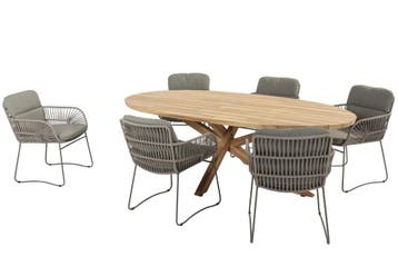 4 Seasons Outdoor Murcia tuinset olijfgroen met teakhouten, Ophalen of Verzenden, Nieuw