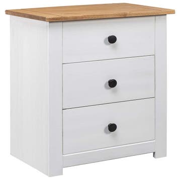vidaXL Nachtkastje Panama Range 46x40x57 cm grenenhout wit, Minder dan 45 cm, Verzenden, Nieuw, 55 tot 70 cm