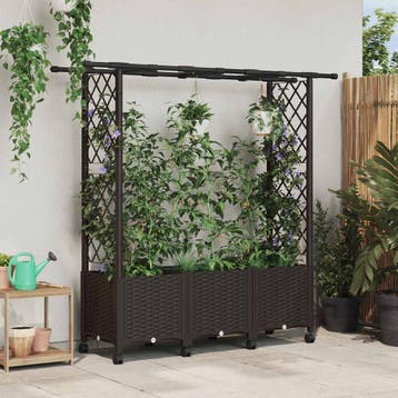 vidaXL Verhoogd Bed met Trellis en Dak Bruin 162,5 x 40 x, Tuin en Terras, Bloembakken en Plantenbakken, Verzenden, Nieuw, Minder dan 60 cm