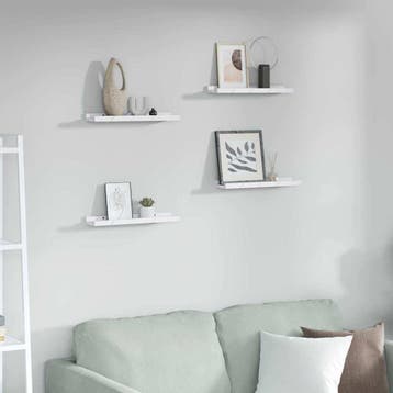 vidaXL Wandplank met plank 4 pcs Wit Marmer 40 x 9 x 3 cm, Verzenden, Nieuw