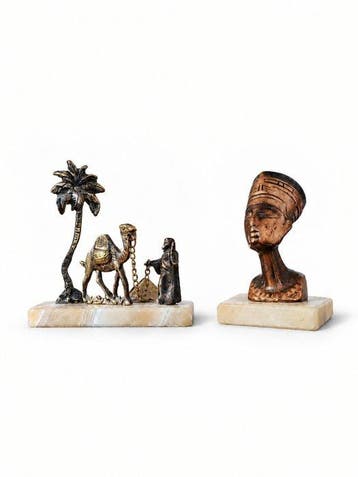 Beeldje, Egyptian statutes set of 2 - 16 cm - Brons, Messing