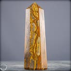 Natuurlijke tijgeroog-obelisk met goudbruine, zijdezachte