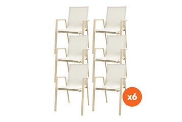 Set van 6 - Atmos stapelbare tuinstoelen - Latte/Beige, Verzenden, Nieuw, Overige materialen