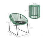 3-delige Balkonset – Lounge Stoelen en Glazen Tafel Groen, Verzenden, Nieuw