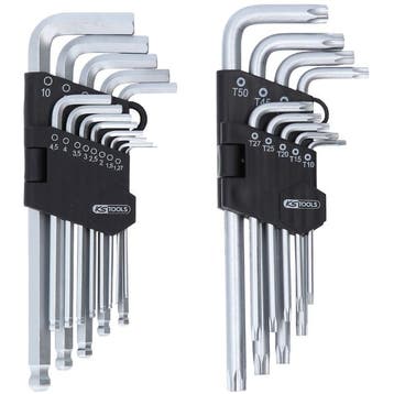KS Tools Haakse Inbussleutelset + Torx-Sleutelset 22-Delig, Verzenden, Nieuw
