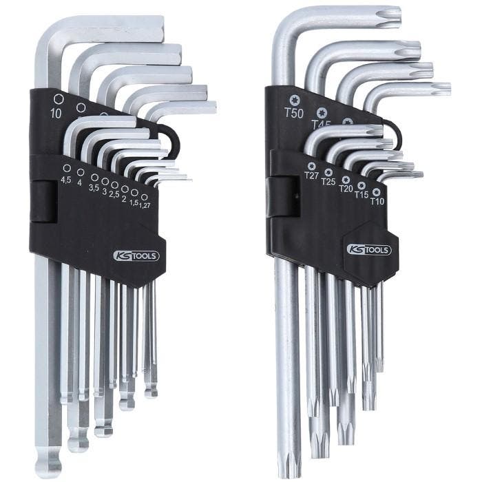 KS Tools Haakse Inbussleutelset + Torx-Sleutelset 22-Delig, Auto diversen, Autogereedschap, Nieuw, Verzenden