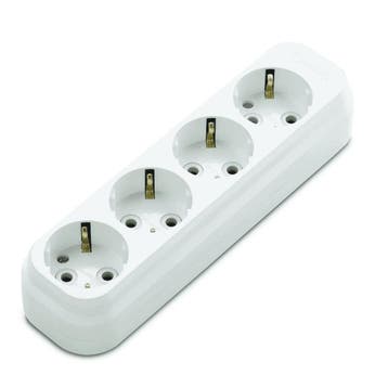 Stekkerdoos, 4-voudig, zonder kabel, wit, Ophalen of Verzenden, Nieuw
