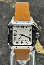 Cartier Santos de Cartier Medium - White Dial - WSSA0029, Overige merken, Staal, Staal, Polshorloge