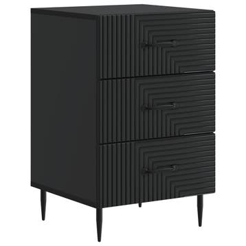 vidaXL Nachtkastje met lade Zwart 43 x 41 x 66,5 cm Bewerkt, Minder dan 45 cm, Verzenden, Nieuw, 55 tot 70 cm