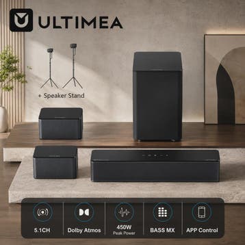 ULTIMEA 5.1 Dolby Atmos Soundbar met Draadloze Subwoofer & A, Verzenden, Nieuw