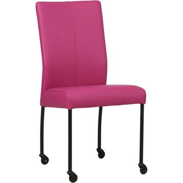 Set van 6 Leren eetkamerstoelen Comfort met wieltjes -, Huis en Inrichting, Stoelen, Ophalen of Verzenden, Nieuw, Leer