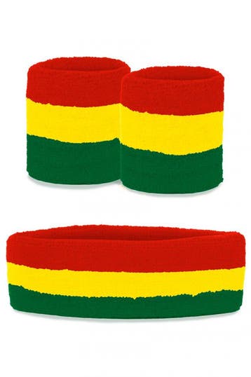 KIMU® Kind Zweetbandjes Set Rood Groen Geel Kinder Hoofdband, Ophalen of Verzenden, Nieuw, Carnaval, Accessoires
