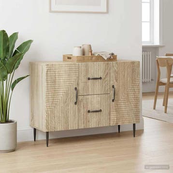 vidaXL Dressoir met lade Sonoma Eiken 89 x 34,5 x 60 cm, Verzenden, Nieuw, Overige houtsoorten, Minder dan 50 cm