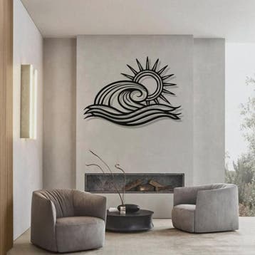 Metalen Golf & Zon Muursculptuur - Oceaan Decoratie voor Bea, Verzenden, Nieuw
