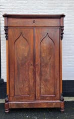 antiek mahonie kastje met planken en bovenlade, 102x160cm