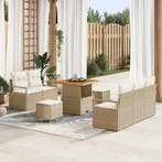 vidaXL Tuin Sofa Set met kussen met opslag 8 pcs Beige en, Verzenden, Nieuw, Rotan, 8 zitplaatsen