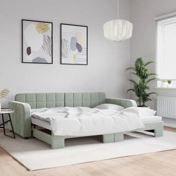 vidaXL Slaapbank met onderschuifbed 90x200 cm fluweel, 90 cm, Eenpersoons, Verzenden, Nieuw
