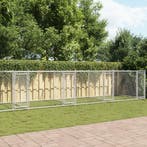 vidaXL Hondenhok met deuren 10x2x1,5 m gegalvaniseerd staal, Dieren en Toebehoren, Verzenden, Nieuw