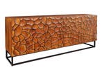 Massief houten dressoir VULCANO 180cm bruin mangohout met 3D, Ophalen of Verzenden, Nieuw