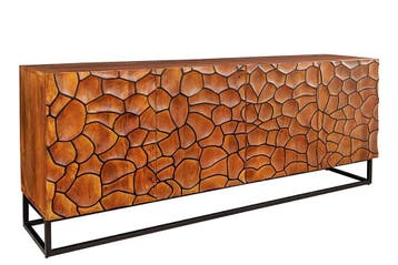 Massief houten dressoir VULCANO 180cm bruin mangohout met 3D, Ophalen of Verzenden, Nieuw