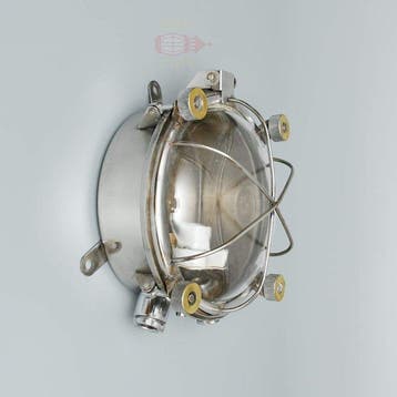 Wandlamp - Messing, Glas - Industrieel kooi-lamp