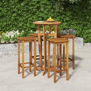 vidaXL 5-delige Tuinbarset massief acaciahout, Verzenden, Nieuw, Hardhout, 4 zitplaatsen
