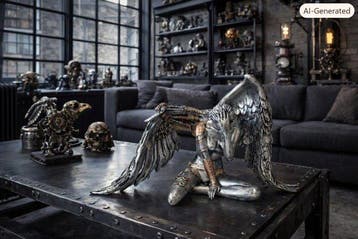 Exclusief S.Buru - sculptuur, -***SILVER FALLEN ANGEL***