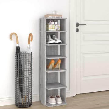 vidaXL Schoenenrek 27,5x27x102 cm bewerkt hout grijs sonoma, Verzenden, Nieuw