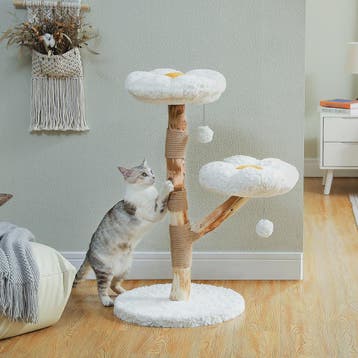Moderne Bloemen Kattenboom - Houten Krabpaal met 2 Zachte Zi, Dieren en Toebehoren, Verzenden, Nieuw