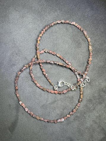 Ketting met ruwe diamanten rood-bruin + 925 zilver - 20,15