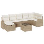 vidaXL Bankstel met kussen met opslag Beige en Crème poly, Verzenden, Nieuw, Rotan, 8 zitplaatsen