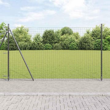 vidaXL Hekpaal met betonnen voet 26 st Grijs Gepoedercoat, Verzenden, Nieuw