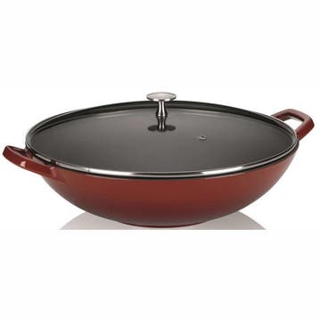 Wokpan Gietijzer Rood, 36 cm - Kela | Calido -  –, Huis en Inrichting, Keuken | Potten en Pannen, Verzenden, Nieuw