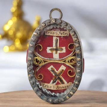Reliekhouder - Messing, Glas, Textiel - 1850-1900 -