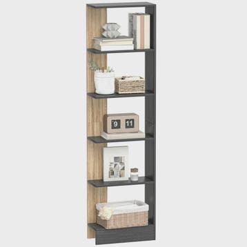 Stijlvolle Boekenkast met 5 Open Vakken - Zwart & Eikenhout, Huis en Inrichting, Verzenden, Nieuw