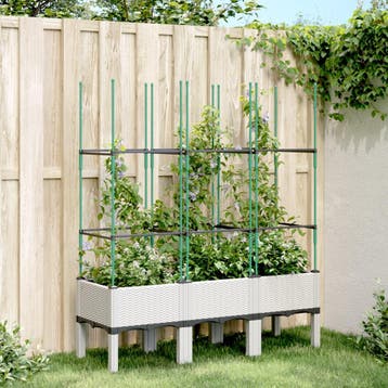 vidaXL Plantenbak met latwerk 120x40x142,5 cm polypropeen, Tuin en Terras, Verzenden, Nieuw, Kunststof