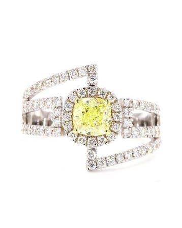 Statement ring - 18 karaat Witgoud - 1.39ct. tw. Geel