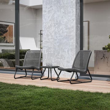 Wicker zitgroep Modica voor 2 personen, ergonomisch - grijs, Verzenden, Nieuw