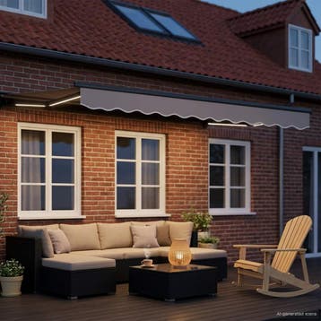 vidaXL Handmatig knikarmscherm met solar LED 3 x 2,5 m, Verzenden, Nieuw