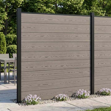 vidaXL Hek set 175 x 186 cm WPC en Aluminium Grijs, Verzenden, Nieuw, Aluminium