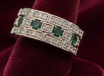 Smaragdgeometrie - Elegante 925-zilveren statement ring -, Nieuw